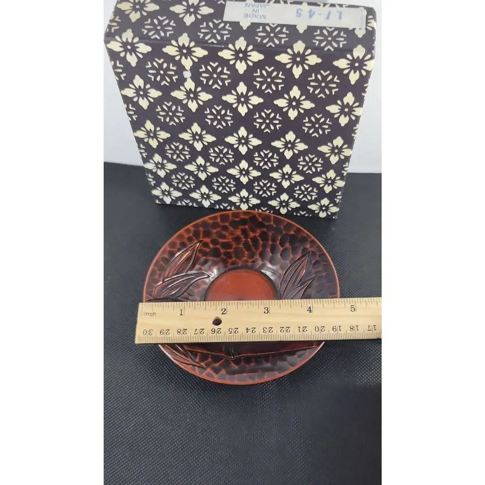 Vintage Japanese Snack Plates Set of 6 Raised Botanical Design Made in Japan